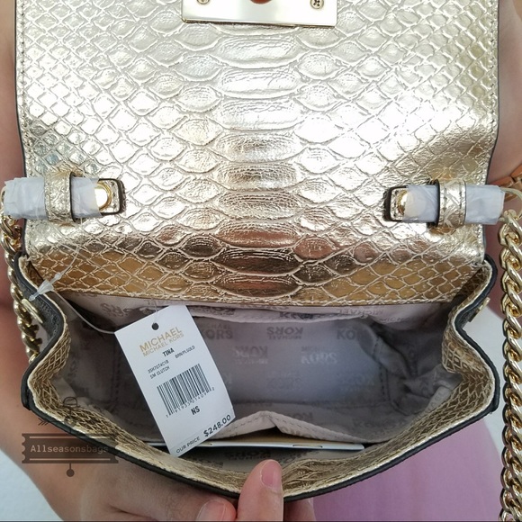 NWT Michael Kors Tina Small clutch crossbody gold - Picture 5 of 8